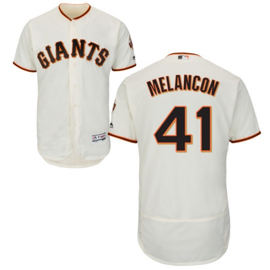 Men's Majestic San Francisco Giants 41 Mark Melancon Cream Flexbase Authentic Collection MLB Jersey