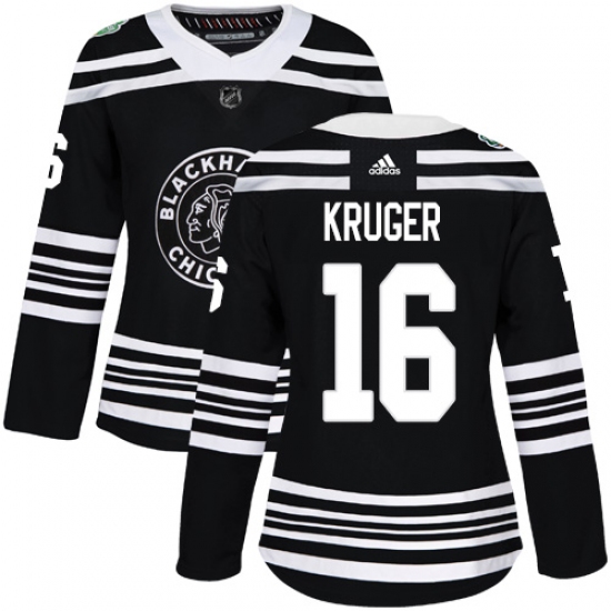 Women's Adidas Chicago Blackhawks 16 Marcus Kruger Authentic Black 2019 Winter Classic NHL Jersey