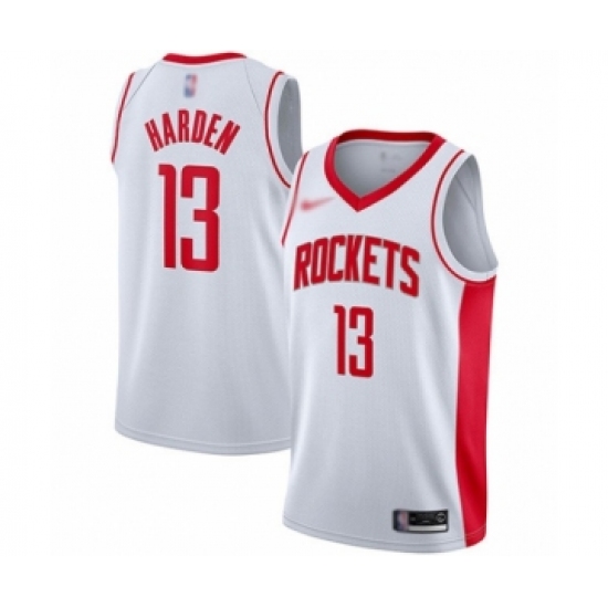 Men's Houston Rockets 13 James Harden Swingman White Finished Basketball Jersey - Association Edition