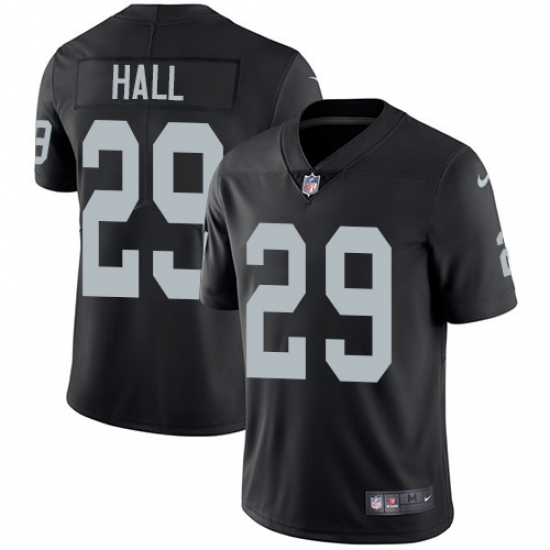 Men's Nike Oakland Raiders 29 Leon Hall Black Team Color Vapor Untouchable Limited Player NFL Jersey