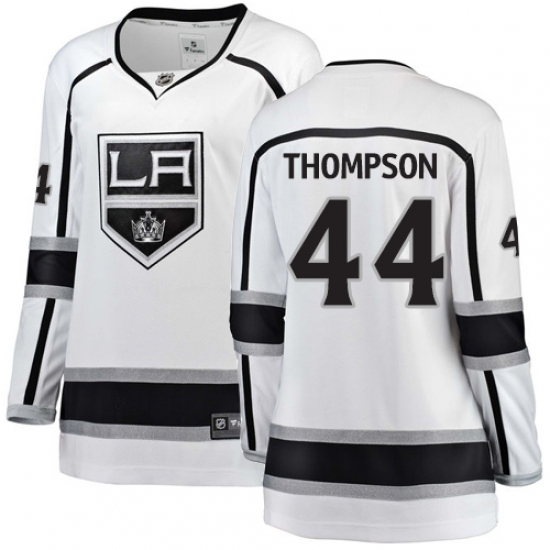 Women's Los Angeles Kings 44 Nate Thompson Authentic White Away Fanatics Branded Breakaway NHL Jersey