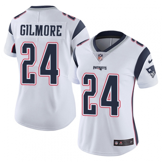 Women's Nike New England Patriots 24 Stephon Gilmore White Vapor Untouchable Limited Player NFL Jersey