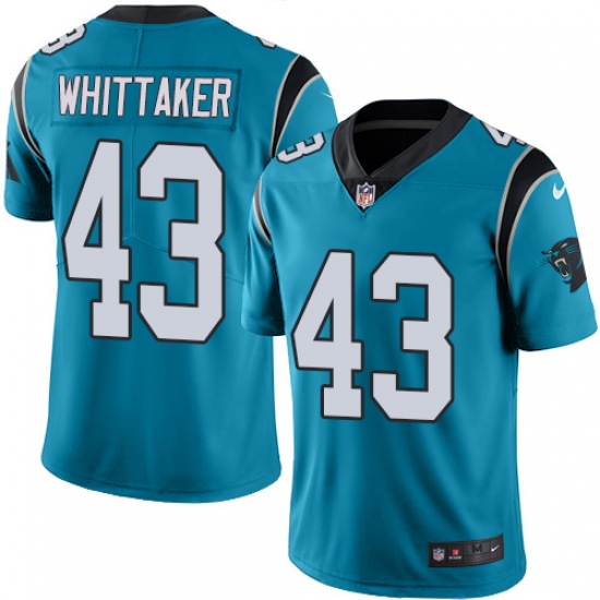 Men's Nike Carolina Panthers 43 Fozzy Whittaker Blue Alternate Vapor Untouchable Limited Player NFL Jersey