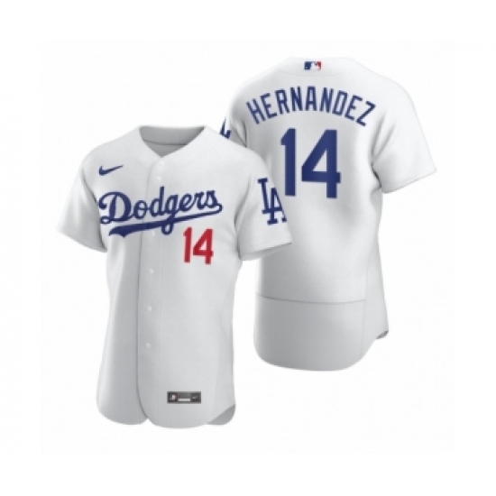 Men's Los Angeles Dodgers 14 Enrique Hernandez Nike White 2020 Authentic Jersey