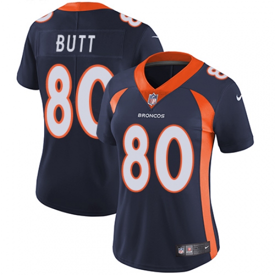 Women's Nike Denver Broncos 80 Jake Butt Navy Blue Alternate Vapor Untouchable Limited Player NFL Jersey