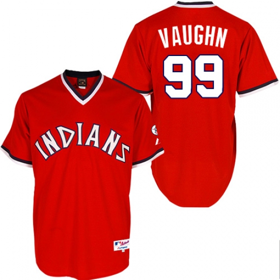 Men's Majestic Cleveland Indians 99 Ricky Vaughn Authentic Red 1974 Turn Back The Clock MLB Jersey