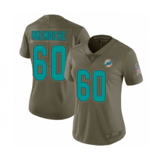 Women's Miami Dolphins 60 Robert Nkemdiche Limited Olive 2017 Salute to Service Football Jersey