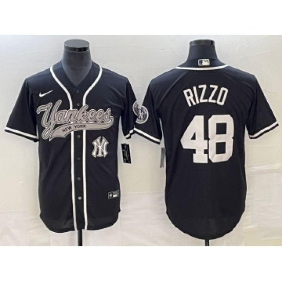 Men's New York Yankees 48 Anthony Rizzo Black Cool Base Stitched Baseball Jersey