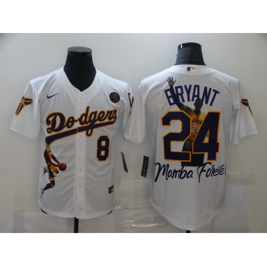 Men's Los Angeles Dodgers Kobe Bryant White Portrait Jersey