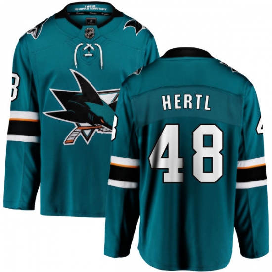 Men's San Jose Sharks 48 Tomas Hertl Fanatics Branded Teal Green Home Breakaway NHL Jersey