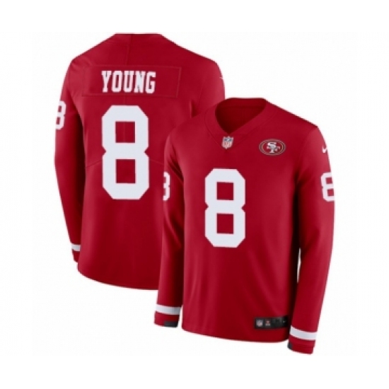Men's Nike San Francisco 49ers 8 Steve Young Limited Red Therma Long Sleeve NFL Jersey