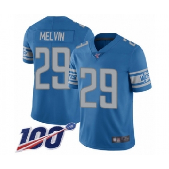 Men's Detroit Lions 29 Rashaan Melvin Blue Team Color Vapor Untouchable Limited Player 100th Season Football Jersey