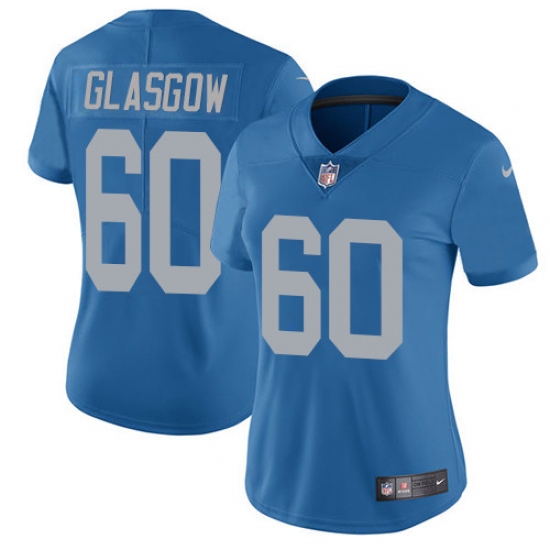 Women's Nike Detroit Lions 60 Graham Glasgow Elite Blue Alternate NFL Jersey