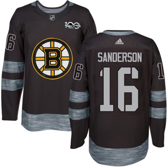 Men's Adidas Boston Bruins 16 Derek Sanderson Premier Black 1917-2017 100th Anniversary NHL Jersey