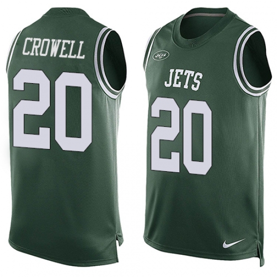Men's Nike New York Jets 20 Isaiah Crowell Limited Green Player Name & Number Tank Top NFL Jersey