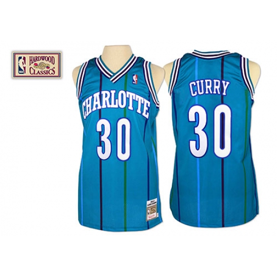 Men's Mitchell and Ness Charlotte Hornets 30 Dell Curry Swingman Light Blue Throwback NBA Jersey