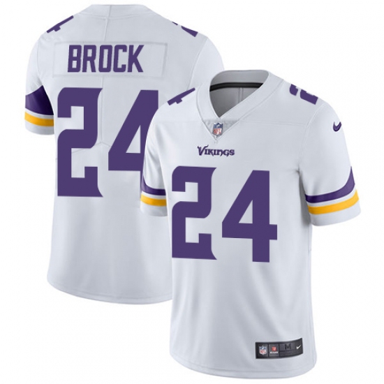 Men's Nike Minnesota Vikings 24 Tramaine Brock White Vapor Untouchable Limited Player NFL Jersey