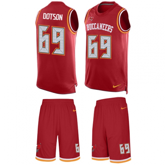 Men's Nike Tampa Bay Buccaneers 69 Demar Dotson Limited Red Tank Top Suit NFL Jersey