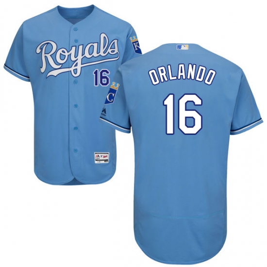 Men's Majestic Kansas City Royals 16 Paulo Orlando Light Blue Alternate Flex Base Authentic Collection MLB Jersey