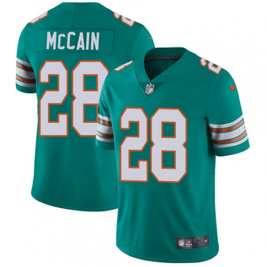 Youth Nike Miami Dolphins 28 Bobby McCain Aqua Green Alternate Vapor Untouchable Limited Player NFL Jersey