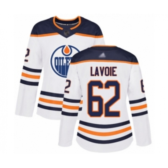 Women's Edmonton Oilers 62 Raphael Lavoie Authentic White Away Hockey Jersey