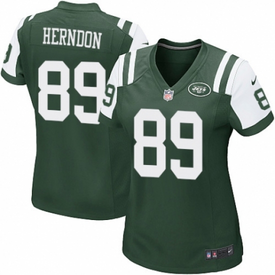 Women's Nike New York Jets 89 Chris Herndon Game Green Team Color NFL Jersey