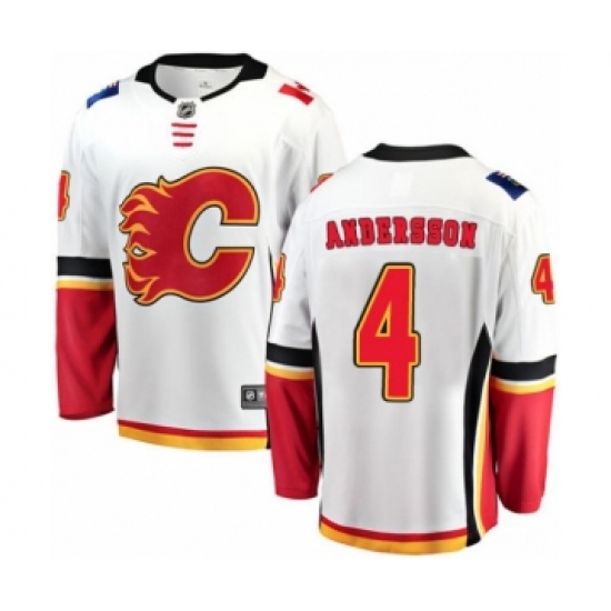Men's Calgary Flames 4 Rasmus Andersson Authentic White Away Fanatics Branded Breakaway NHL Jersey
