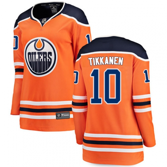 Women's Edmonton Oilers 10 Esa Tikkanen Fanatics Branded Orange Home Breakaway NHL Jersey