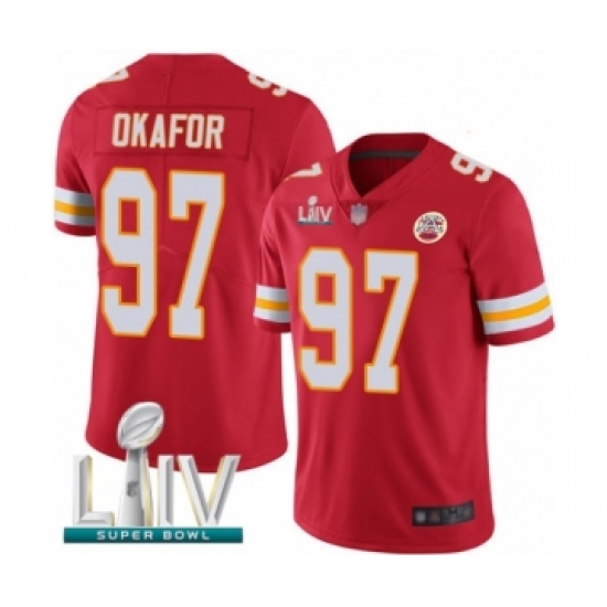 Youth Kansas City Chiefs 97 Alex Okafor Red Team Color Vapor Untouchable Limited Player Super Bowl LIV Bound Football Jersey