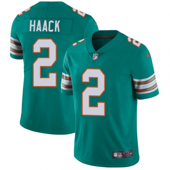 Youth Nike Miami Dolphins 2 Matt Haack Aqua Green Alternate Vapor Untouchable Limited Player NFL Jersey