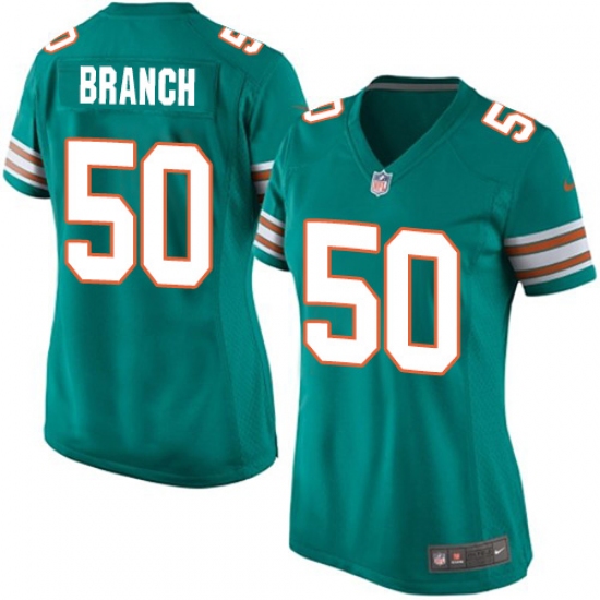 Women's Nike Miami Dolphins 50 Andre Branch Game Aqua Green Alternate NFL Jersey