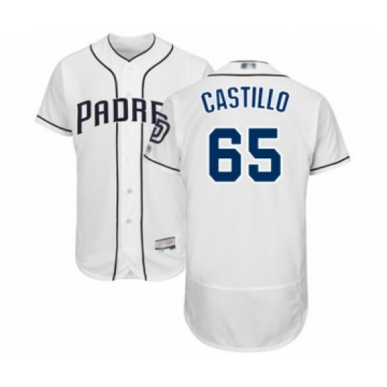 Men's San Diego Padres 65 Jose Castillo White Home Flex Base Authentic Collection Baseball Player Jersey