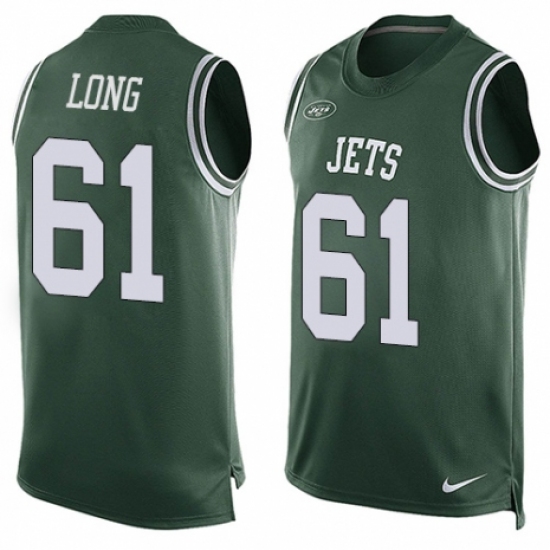 Men's Nike New York Jets 61 Spencer Long Limited Green Player Name & Number Tank Top NFL Jersey