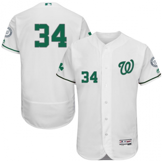 Men's Majestic Washington Nationals 34 Bryce Harper White Celtic Flexbase Authentic Collection MLB Jersey