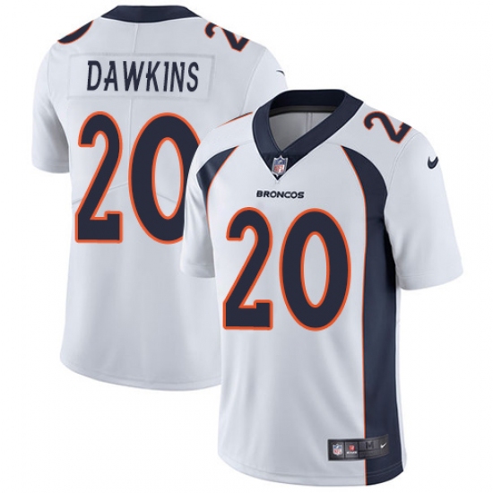 Men's Nike Denver Broncos 20 Brian Dawkins White Vapor Untouchable Limited Player NFL Jersey