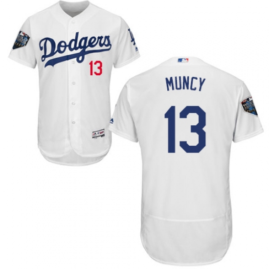 Men's Majestic Los Angeles Dodgers 13 Max Muncy White Home Flex Base Authentic Collection 2018 World Series MLB Jersey