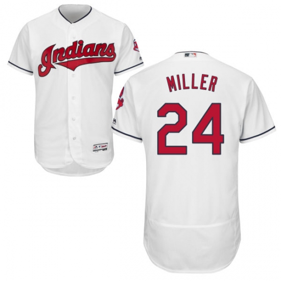 Men's Majestic Cleveland Indians 24 Andrew Miller White Flexbase Authentic Collection MLB Jersey
