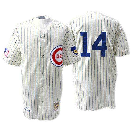 Men's Mitchell and Ness Chicago Cubs 14 Ernie Banks Authentic Cream 1969 Throwback MLB Jersey