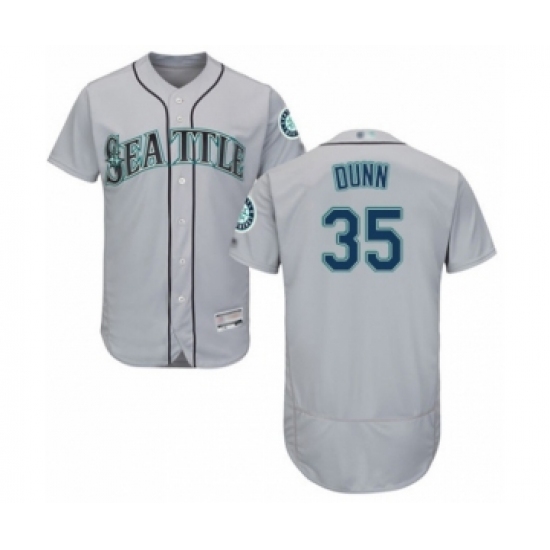 Men's Seattle Mariners 35 Justin Dunn Grey Road Flex Base Authentic Collection Baseball Player Jersey