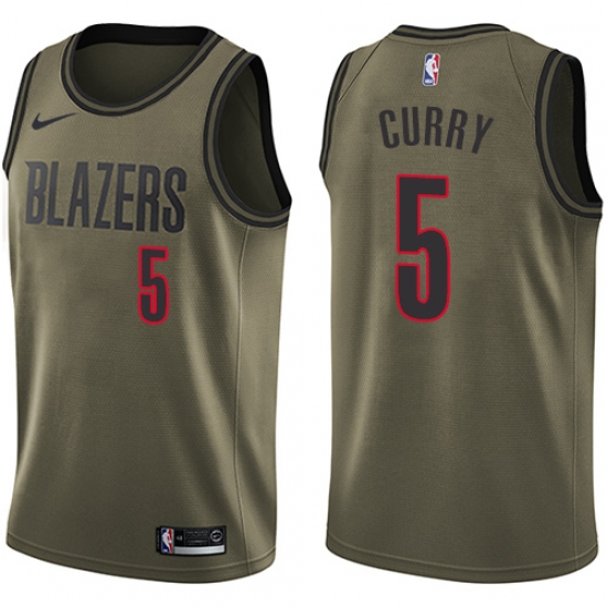 Youth Nike Portland Trail Blazers 5 Seth Curry Swingman Green Salute to Service NBA Jersey