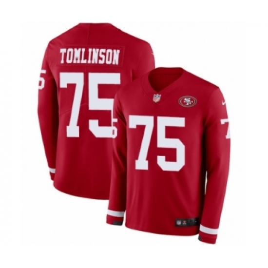 Youth Nike San Francisco 49ers 75 Laken Tomlinson Limited Red Therma Long Sleeve NFL Jersey