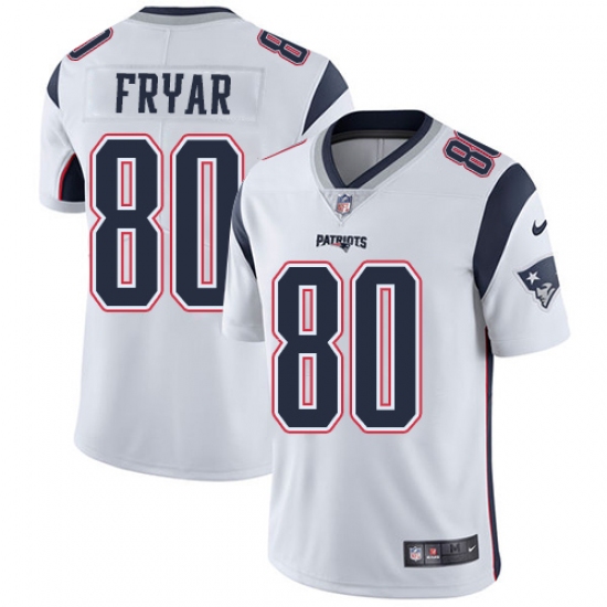 Men's Nike New England Patriots 80 Irving Fryar White Vapor Untouchable Limited Player NFL Jersey