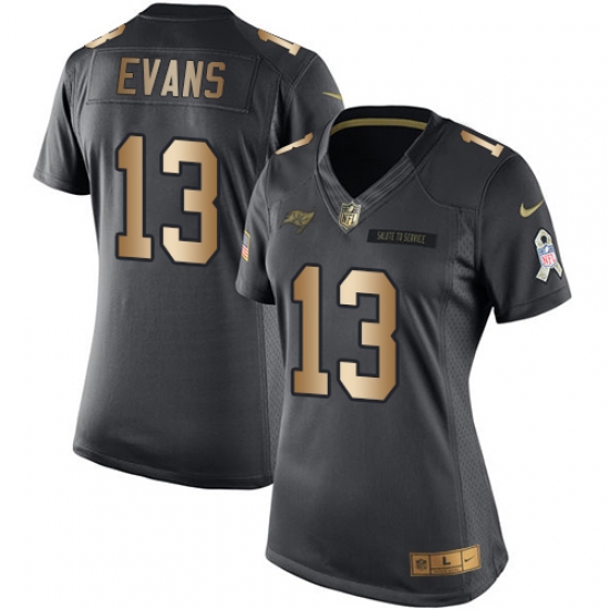 Women's Nike Tampa Bay Buccaneers 13 Mike Evans Limited Black/Gold Salute to Service NFL Jersey