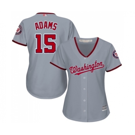 Women's Washington Nationals 15 Matt Adams Replica Grey Road Cool Base Baseball Jersey