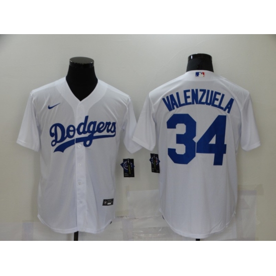 Men's Nike Los Angeles Dodgers 34 Fernando Valenzuela White Jersey
