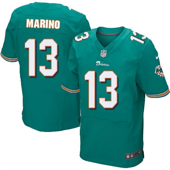 Men's Nike Miami Dolphins 13 Dan Marino Elite Aqua Green Team Color NFL Jersey