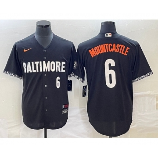Men's Baltimore Orioles 6 Ryan Mountcastle Number Black 2023 City Connect Cool Base Stitched Jersey 2