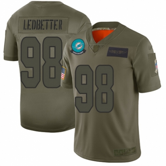 Men's Miami Dolphins 98 Jonathan Ledbetter Limited Camo 2019 Salute to Service Football Jersey