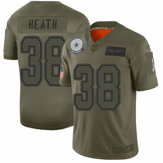 Women's Dallas Cowboys 38 Jeff Heath Limited Camo 2019 Salute to Service Football Jersey