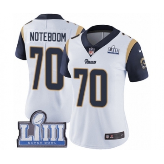 Women's Nike Los Angeles Rams 70 Joseph Noteboom White Vapor Untouchable Limited Player Super Bowl LIII Bound NFL Jersey